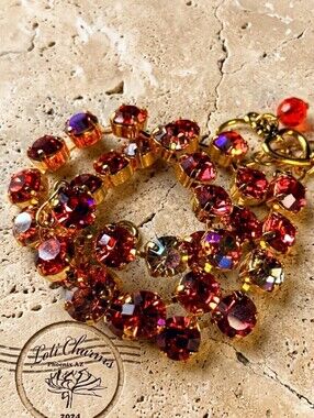Swarovski Elements Orange Sapphire Necklace and Earrings in 14k Gold Plated